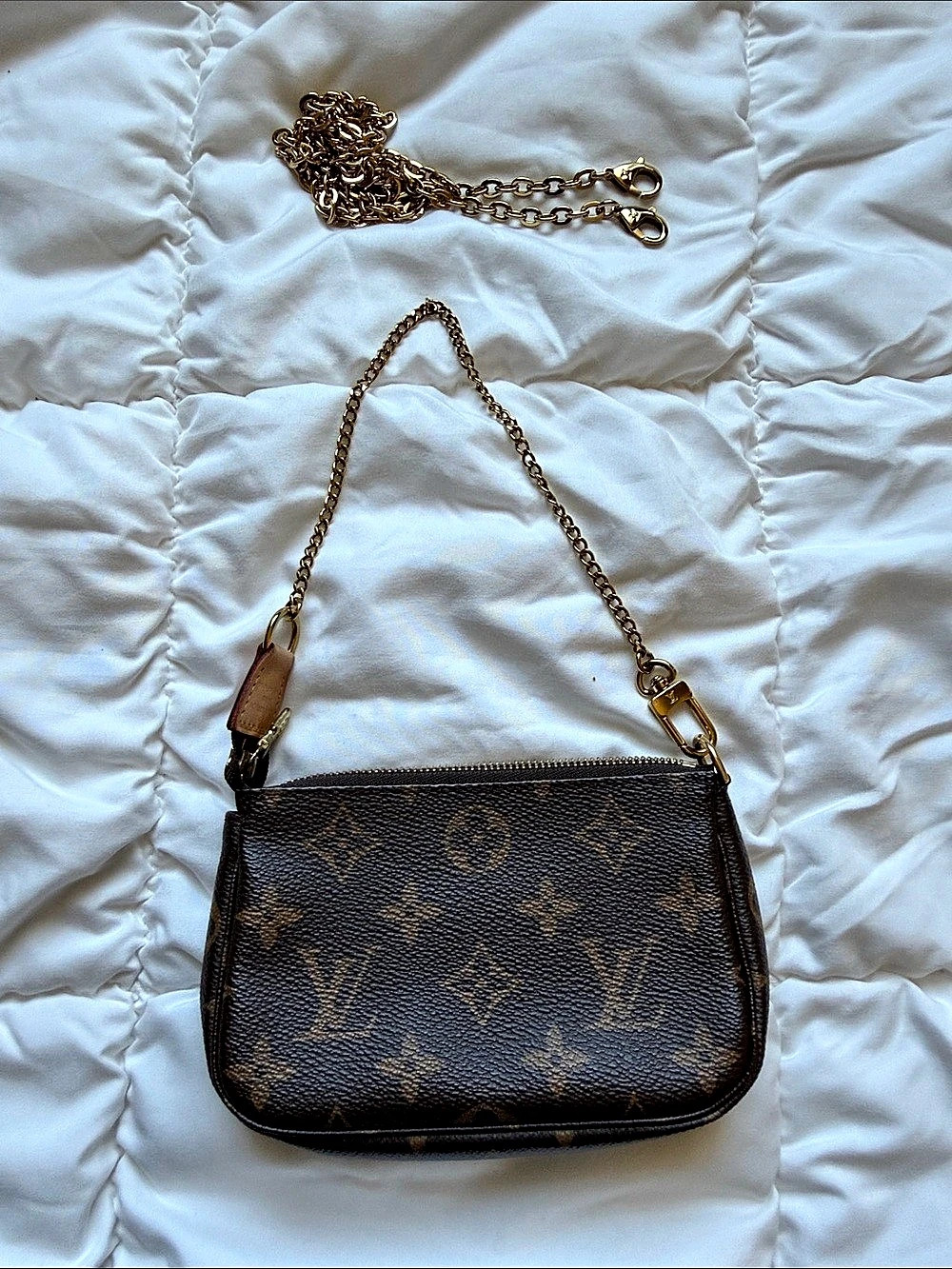 Louis Vuitton Mini Pochette Accessoires Monogram Crossbody Bag in Brown